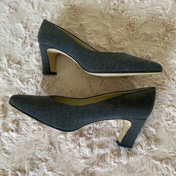 Etienne Aigner Women's 9.5M Taylor Gray Fabric Pumps Block Heels - Picture 7 of 16